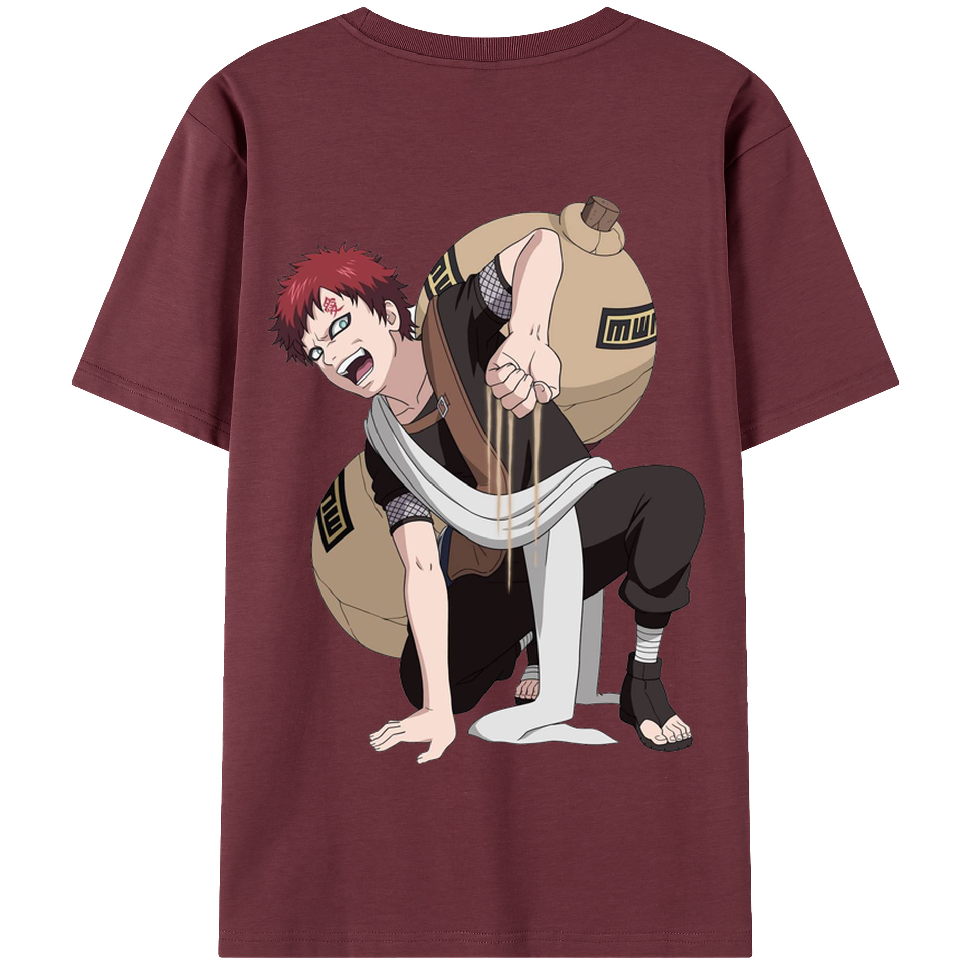 （画像用） NARUTO -ナルト- ガアラ Gaara 綿100％半袖Tシャツ（背面プリント）